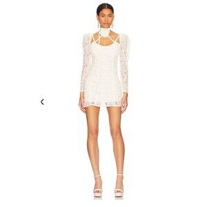 NEW For Love & Lemons Belladonna Ivory Lace Mini Dress NWT - Size L